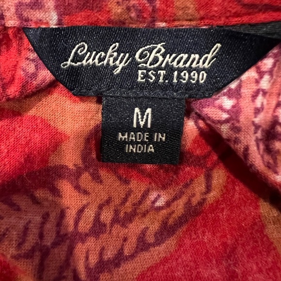 Lucky Brand Women Red Floral Long Sleeve Top Size Medium - Picture 4 of 6